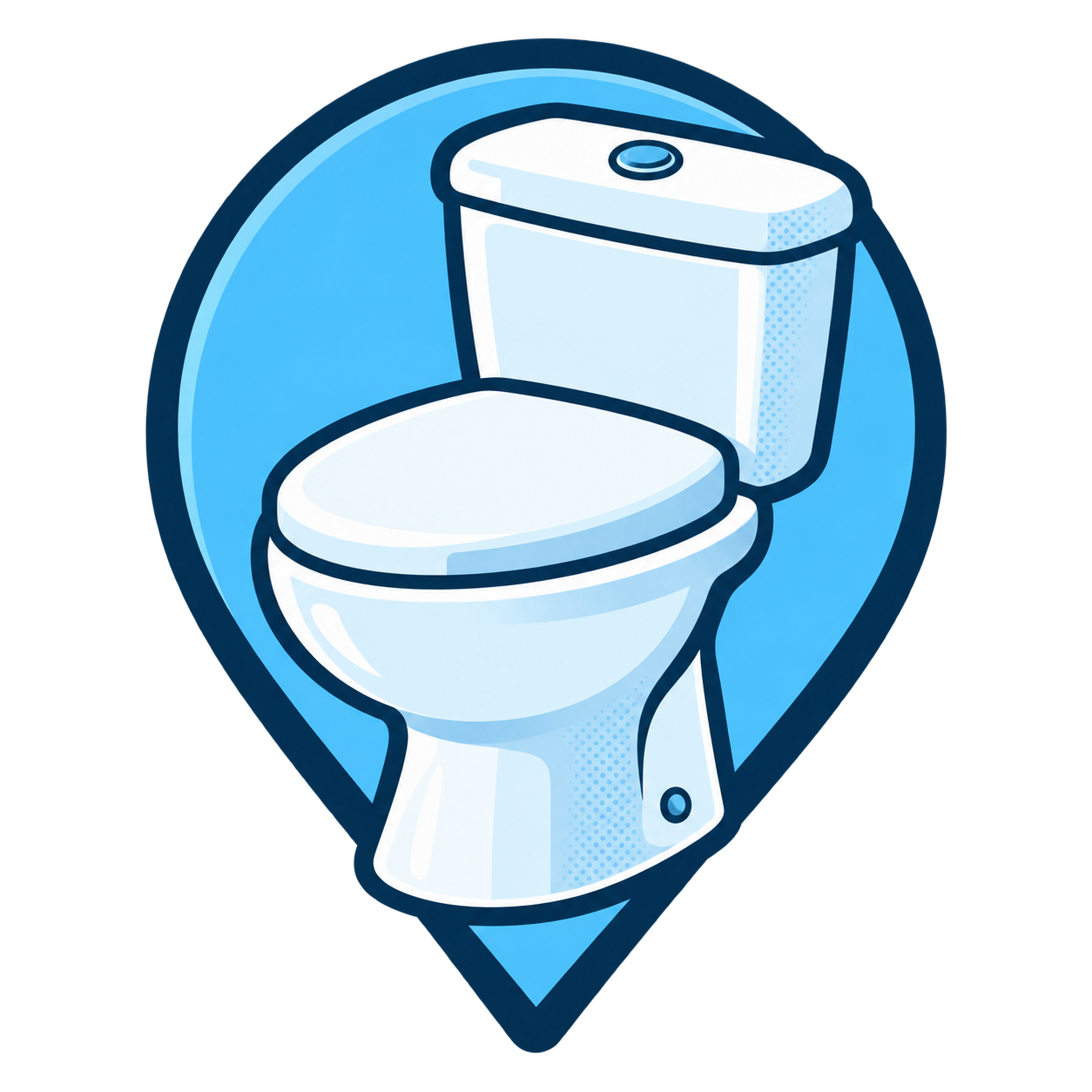 Klo Finder: a toilet in a blue location pin